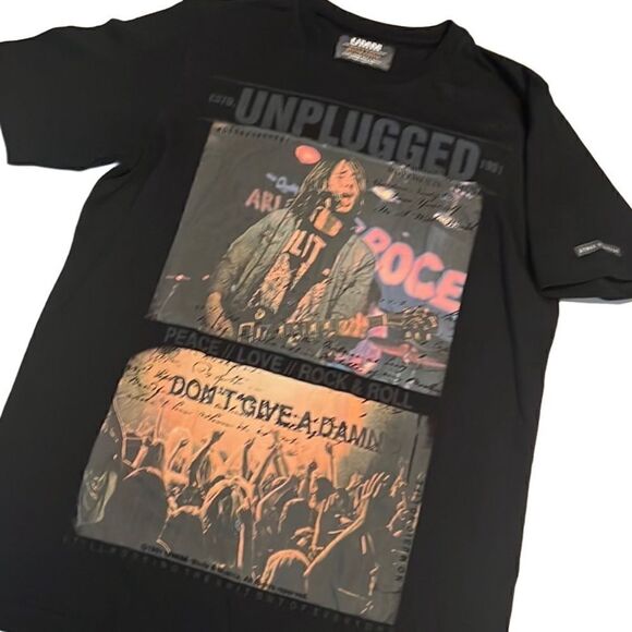 UMM Black Unplugged Short Sleeve Cotton Tee Shirt Unisex Size M - Picture 1 of 11